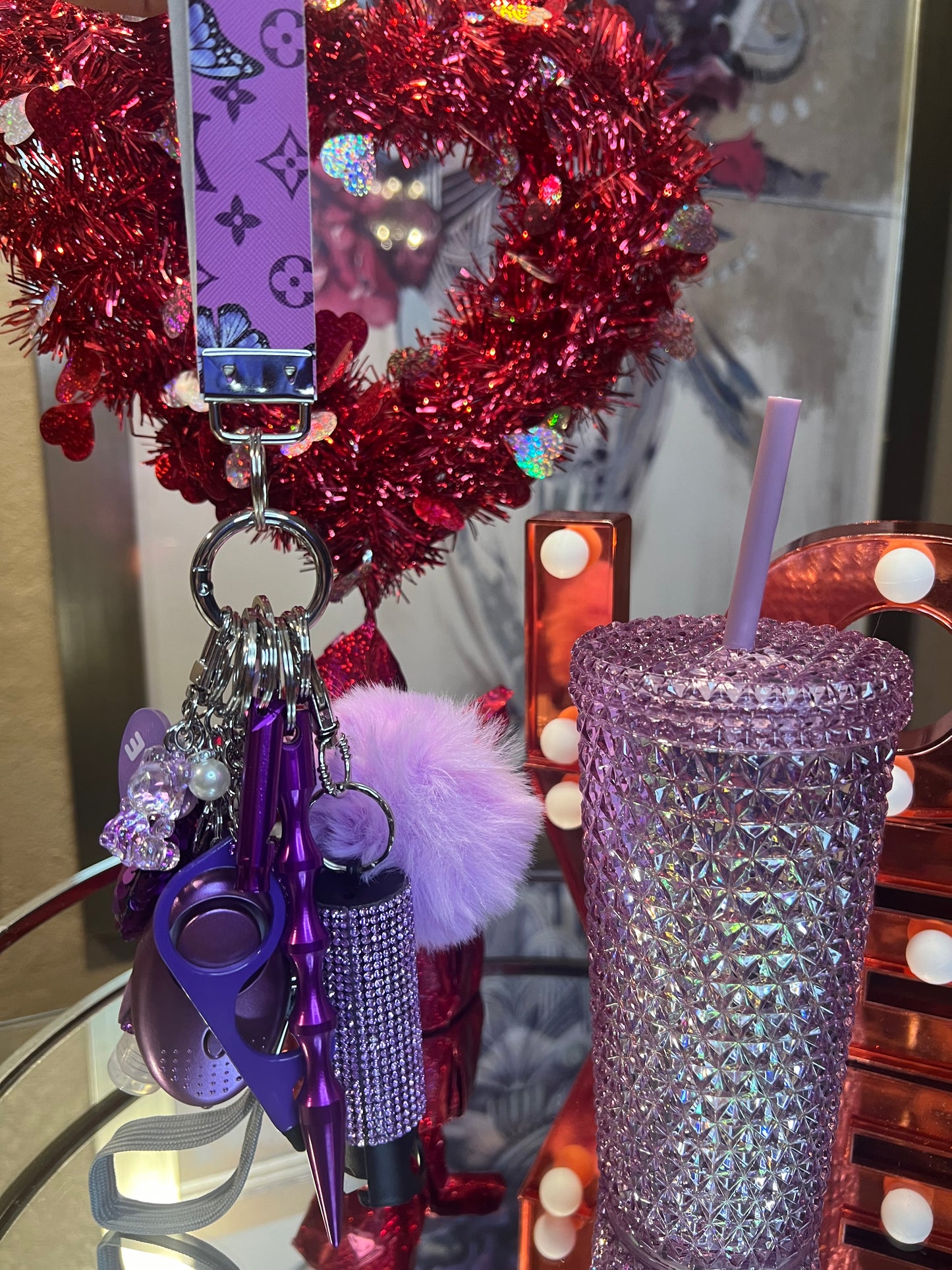 Purple Keychain and Tumbler Combo